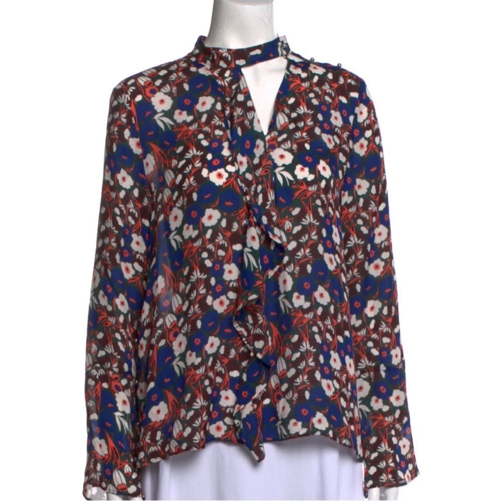 10 Crosby Derek Lam Floral Blouse - Blue and Red